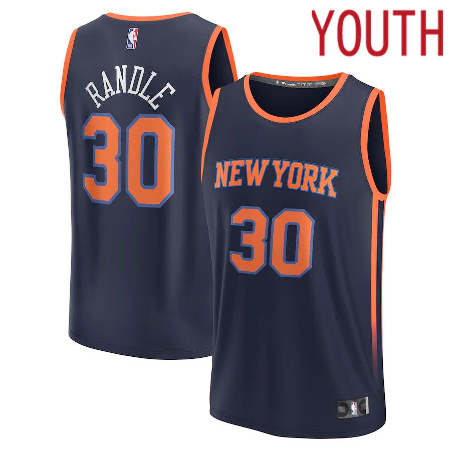 Youth New York Knicks #30 Julius Randle Fanatics Branded Navy Statement Edition 2022-23 Fast Break Player NBA Jersey->youth nba jersey->Youth Jersey